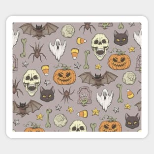 Spooky Halloween Pattern with Hand Drawn Elements Sticker